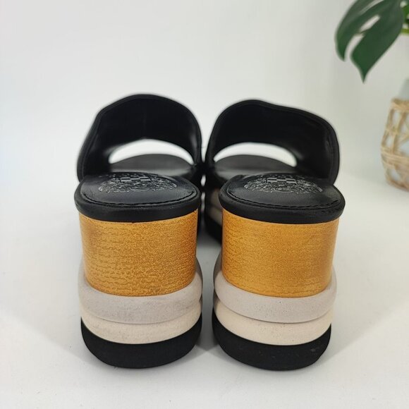 Vince Camuto Women's Pendrea Wedge Black Leather Sandal Size 8.5M - Picture 3 of 9